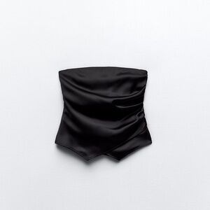 Zara black strapless satin top